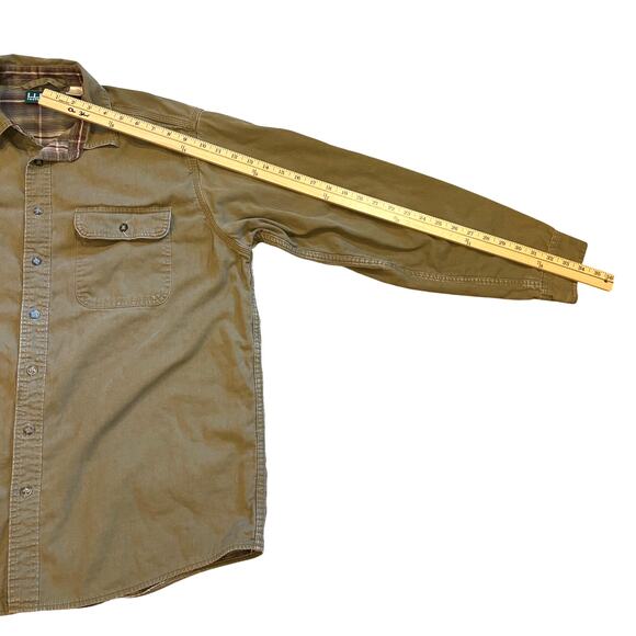 LL Bean Hurricane Shirt Mens Sz Large Green Shacket Fleece Lined Made in Canada - Picture 9 of 9